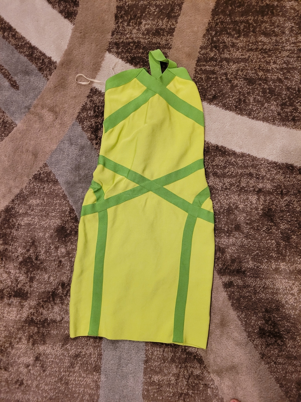 Neon Yellow-Green Halter Bodycon Dress